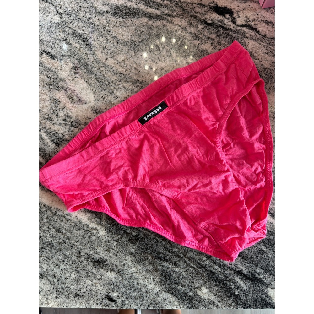 Papi Mens Pink Cotton Briefs Underwear Low Rise Contoured Pouch XL RN160138